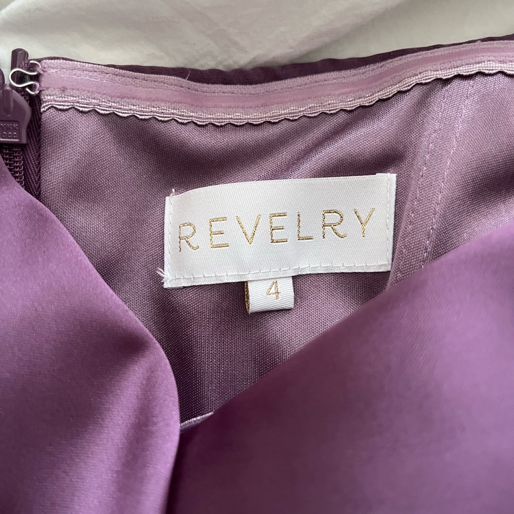 Revelry Bardot Bridesmaid Dress Petite Maxi in Dusty Plum - 730 | Size 4 - Picture 3 of 5